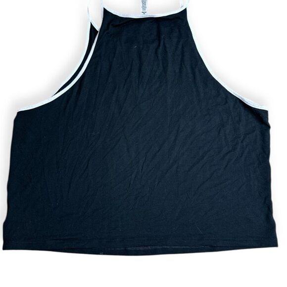 PINK VICTORIA’S SECRET SUPER SOFT Women’s Black and White Trim High Neck Crop Ta - Picture 2 of 5